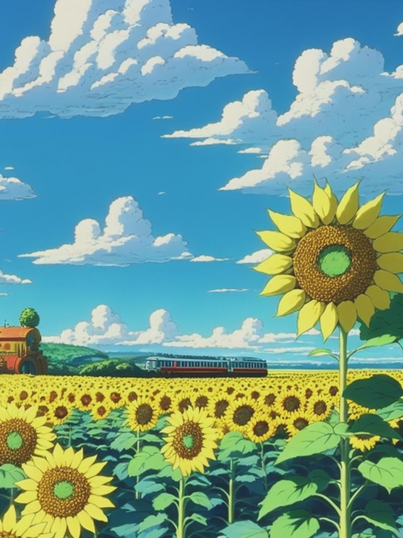 08322-353494442-DVD screengrab from studio ghibli movie, beautiful countryside with sunflowers in the foreground, clouds on blue sky, train, stu.png